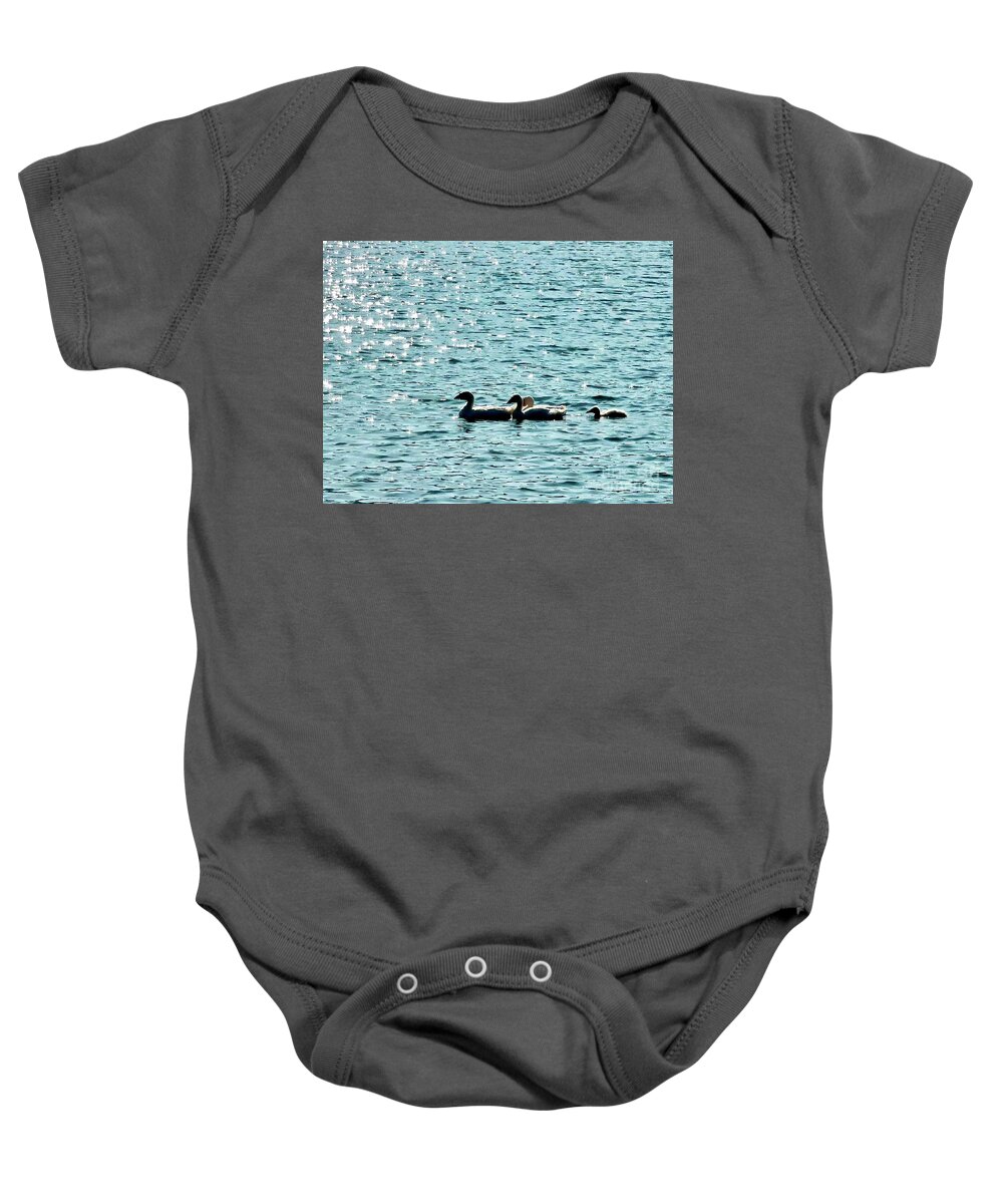 Lake Baby Onesie featuring the photograph Harmonious Family by Carmen Lam