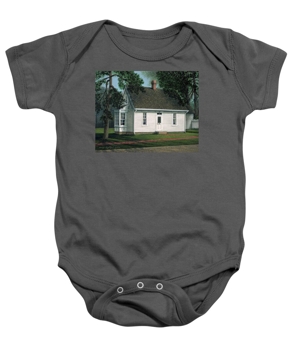 Architectural Landscape Baby Onesie featuring the painting Harry Truman's Birthplace by George Lightfoot