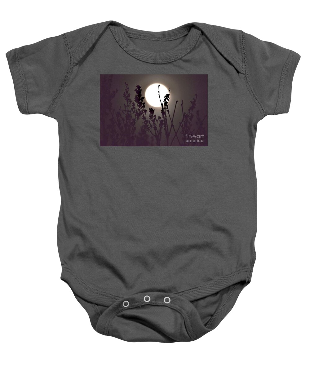 Full Moon Baby Onesie featuring the photograph Harvest Moon Risin' by Debra Banks
