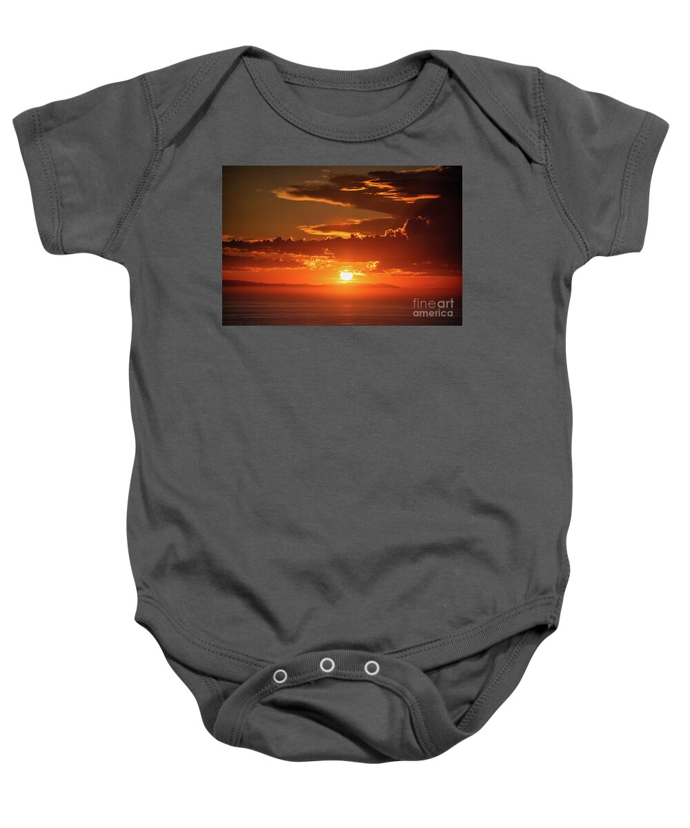 Dramatic Baby Onesie featuring the photograph Harvest Winter Sunset, Laguna Beach, California by Abigail Diane Photography