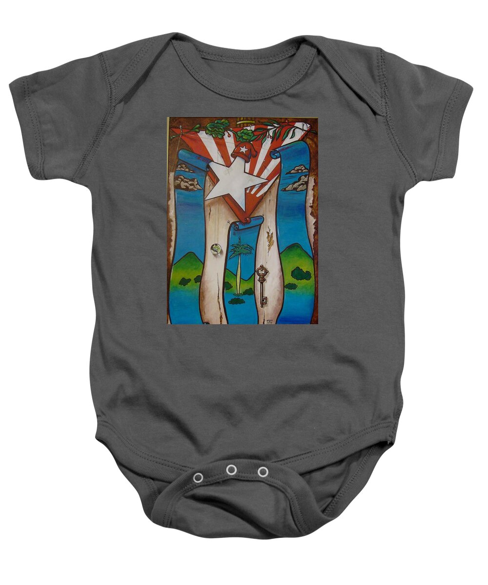 Cuba Baby Onesie featuring the painting Hasta Cuando? by Roger Calle