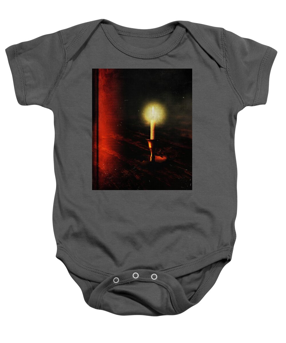 Haunted Candlelight Baby Onesie featuring the mixed media Haunted Candlelight by Dan Sproul