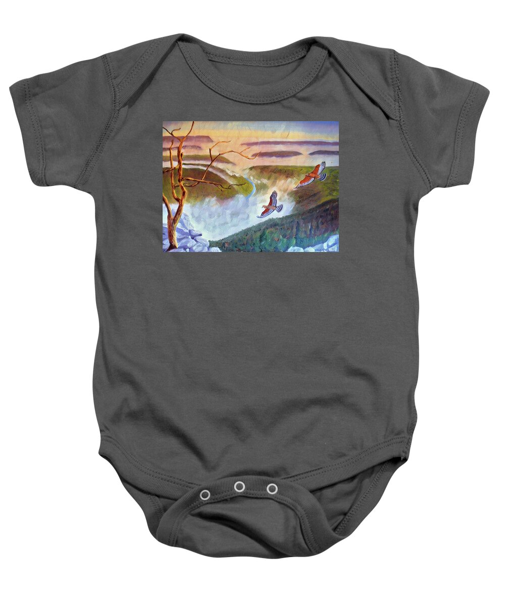 Hawk Mountain Baby Onesie featuring the painting Hawk Mountain  by Joel Smith