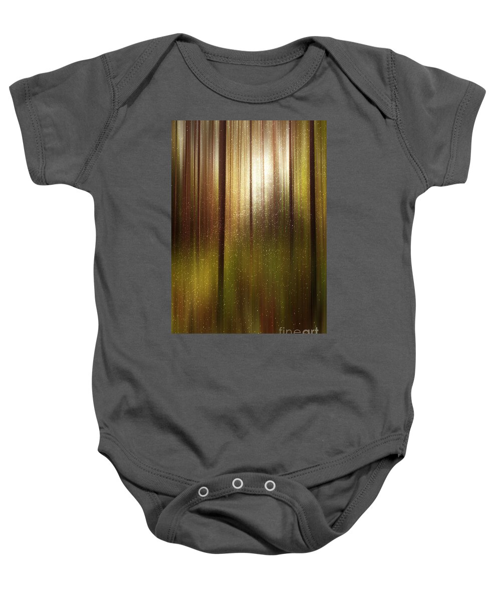 Summer Woods Baby Onesie featuring the digital art Hazy Late Afternoon in the Summer Woods by Neece Campione