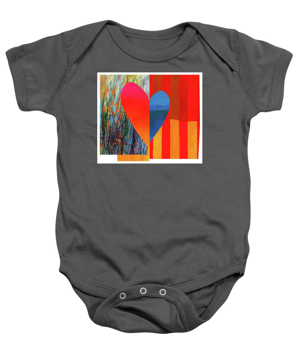 Abstract Art Baby Onesie featuring the digital art Heart Collage #64 by Jane Davies