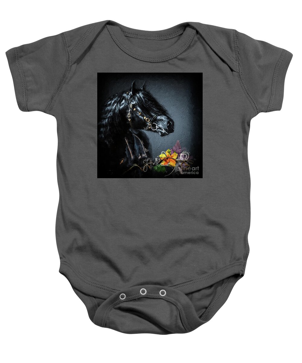 Horse Baby Onesie featuring the digital art Hello Beautiful by Janice OConnor