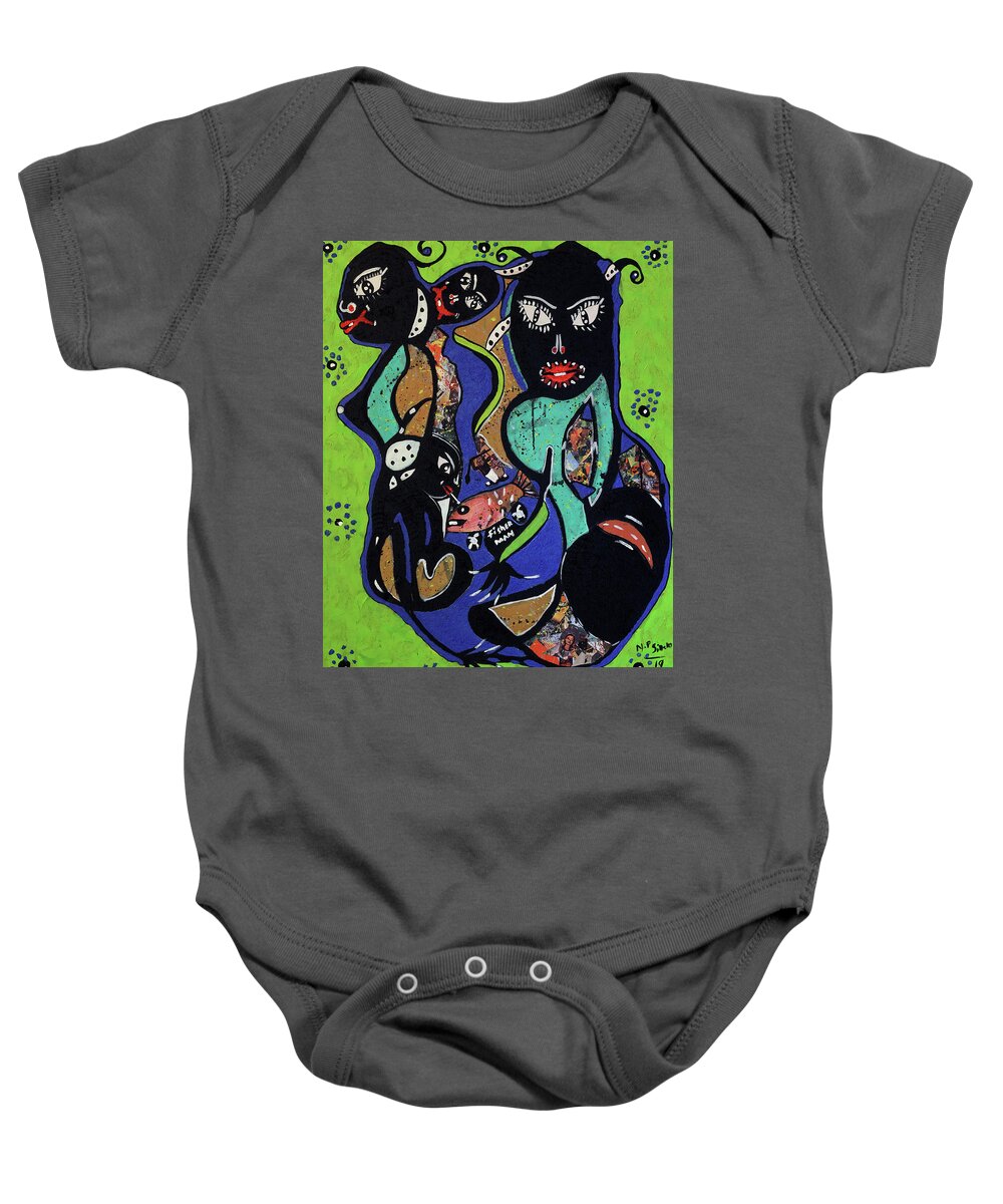 Soweto Baby Onesie featuring the painting Hello There by Nkuly Sibeko