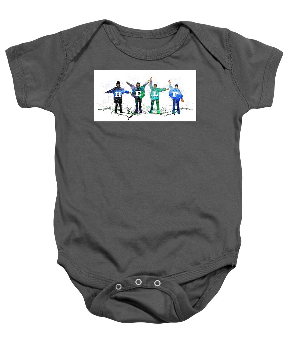 Watercolour Baby Onesie featuring the painting Help The Beatles by Miki De Goodaboom