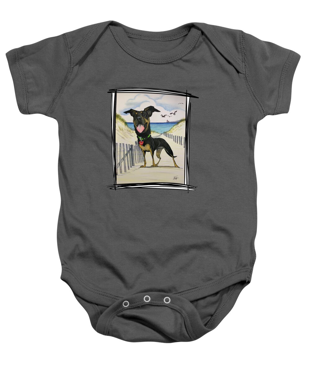 Heyde Baby Onesie featuring the drawing Heyde 5307 by Canine Caricatures By John LaFree