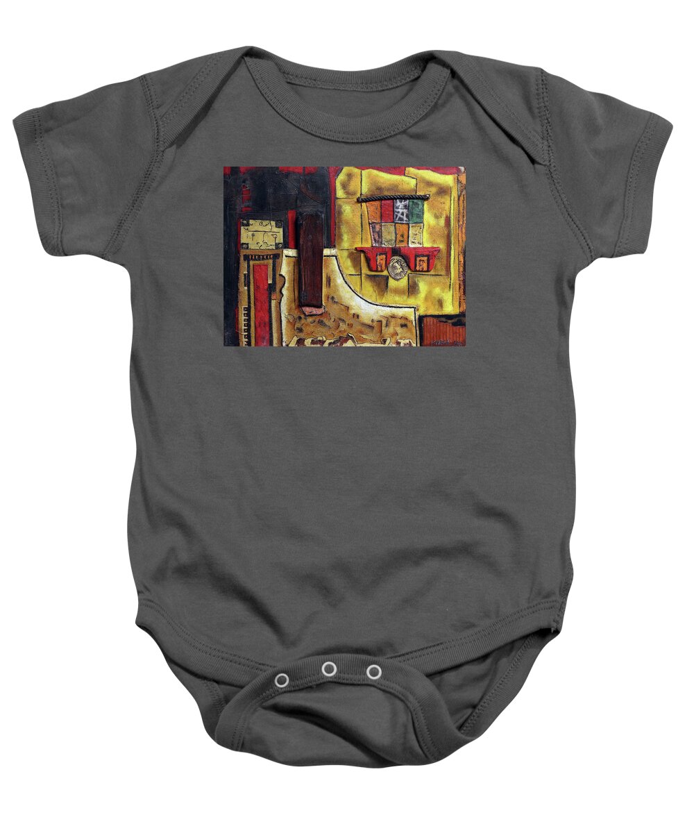  Baby Onesie featuring the painting Hitching A Ride by Michael Nene