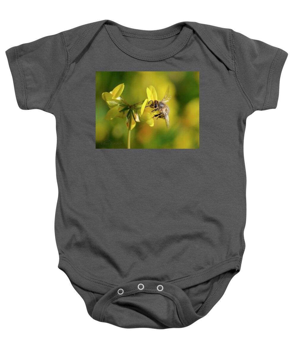 Bee Baby Onesie featuring the photograph Honeybee In An Abstract Floral World by Brian Tada