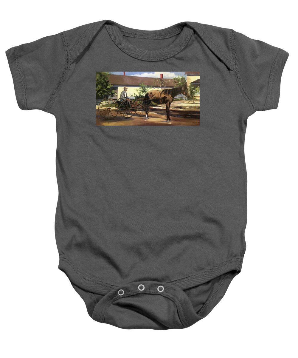 Horse And Buggy Baby Onesie featuring the painting Horse and Buggy by Chris Gholson