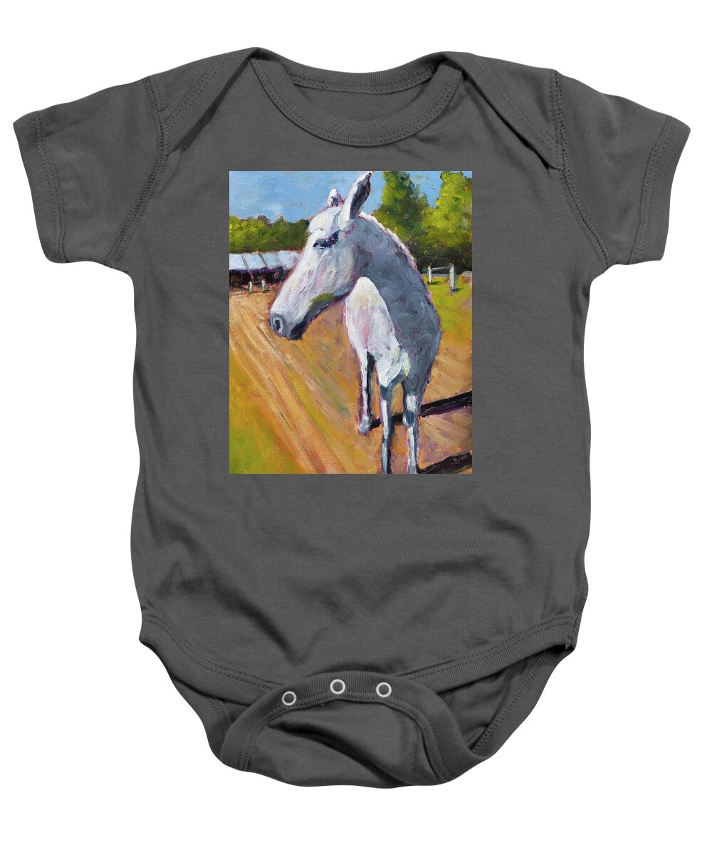 Horse Baby Onesie featuring the painting Horse at Inavale by Mike Bergen