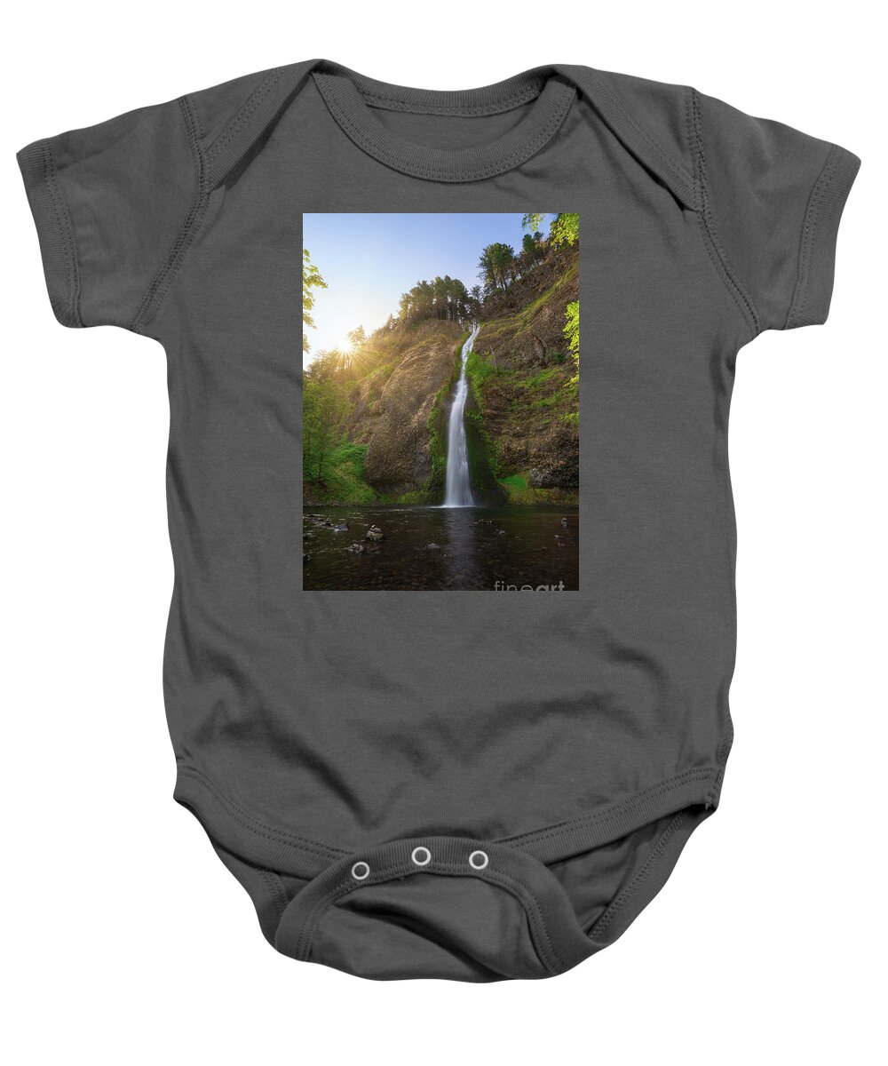 Horsetail Falls Baby Onesie featuring the photograph Horsetail Falls Sunrise by Michael Ver Sprill