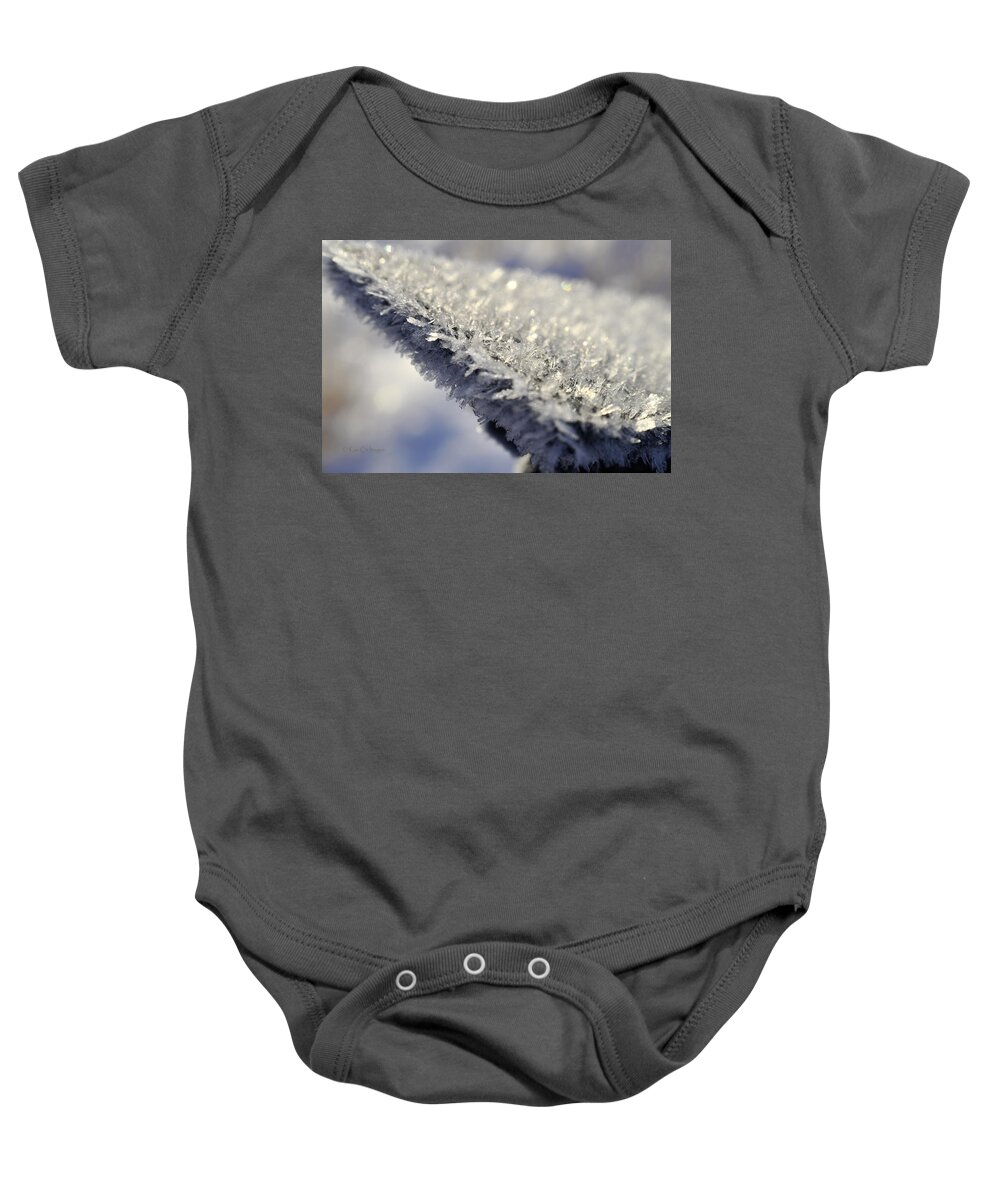 Ice Baby Onesie featuring the photograph Ice Crystal Abstract by Kae Cheatham