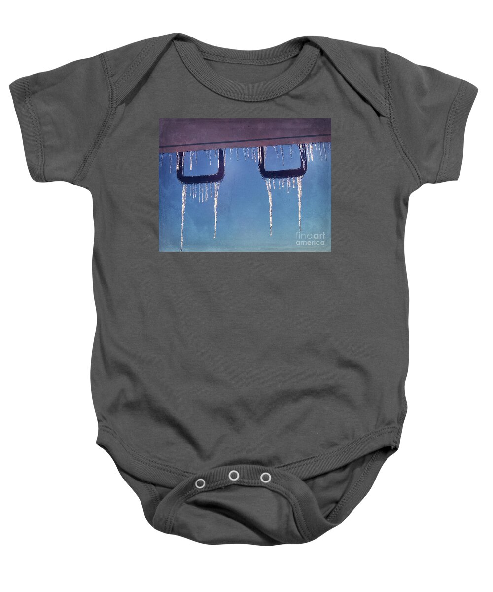 Seasons Baby Onesie featuring the photograph Icicles by Phil Perkins