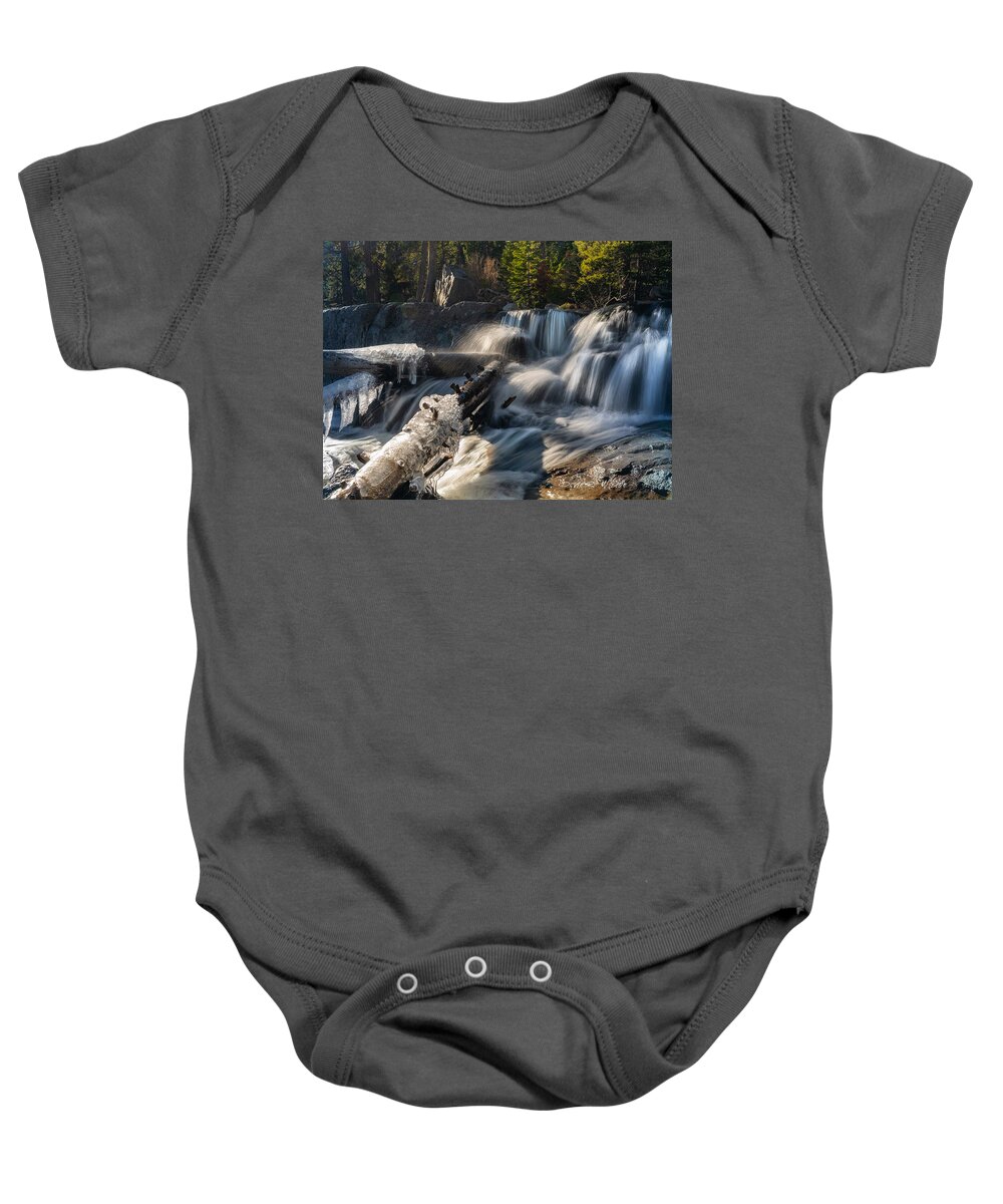 Waterfall Baby Onesie featuring the photograph Icy falls by Devin Wilson