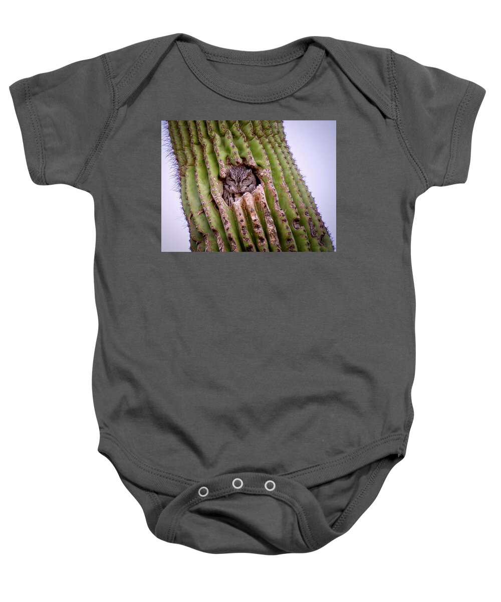  Burrows Baby Onesie featuring the photograph I'm Trying to Sleep Here by Judy Kennedy