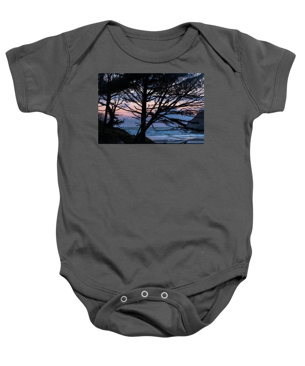April Baby Onesie featuring the photograph Indian Beach Silhouettes by Robert Potts