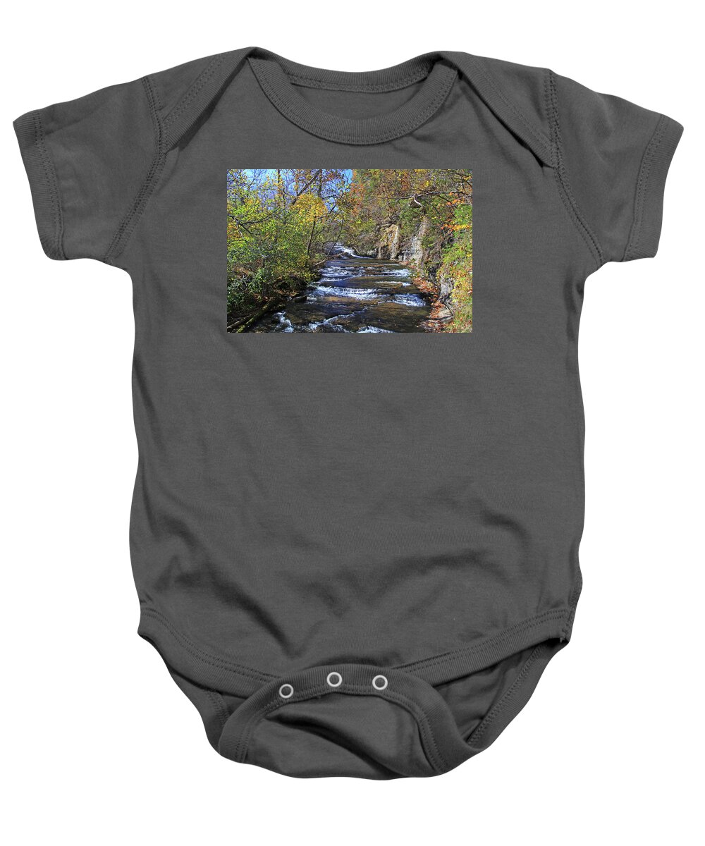 Autumn Baby Onesie featuring the photograph Indian Creek by Gary Kaylor