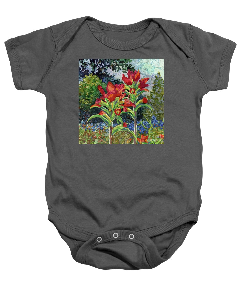Wild Flower Baby Onesie featuring the painting Indian Spring - Indian Paintbrush by Hailey E Herrera