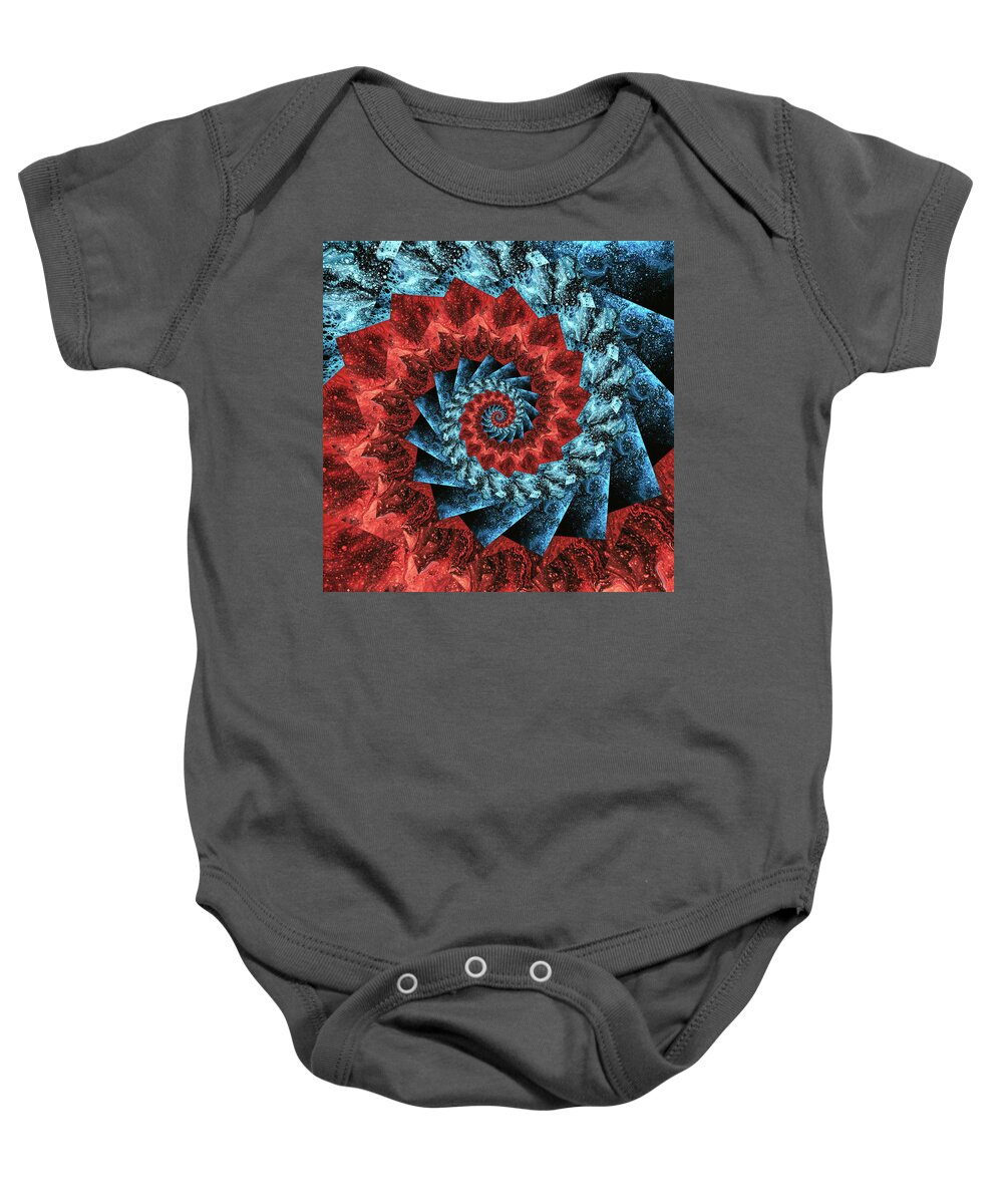 Symbol Baby Onesie featuring the digital art Infinity Tunnel Spiral Lava and Ice by Pelo Blanco Photo