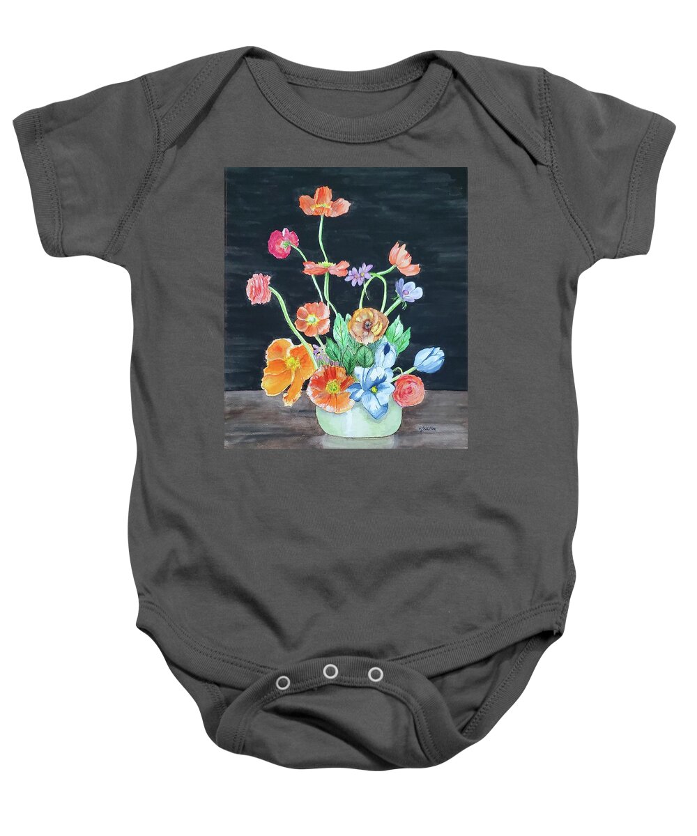Poppies Baby Onesie featuring the painting Inspired by Tulipina by Claudette Carlton