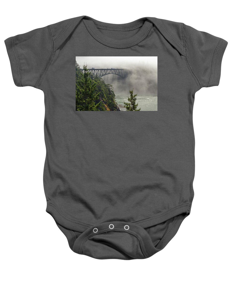 Deception Pass Baby Onesie featuring the photograph Into The Mist by Michael Rauwolf