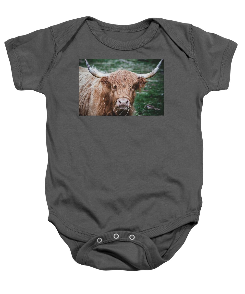 Cow Baby Onesie featuring the photograph Is There Something in My Teeth by Rose Guinther