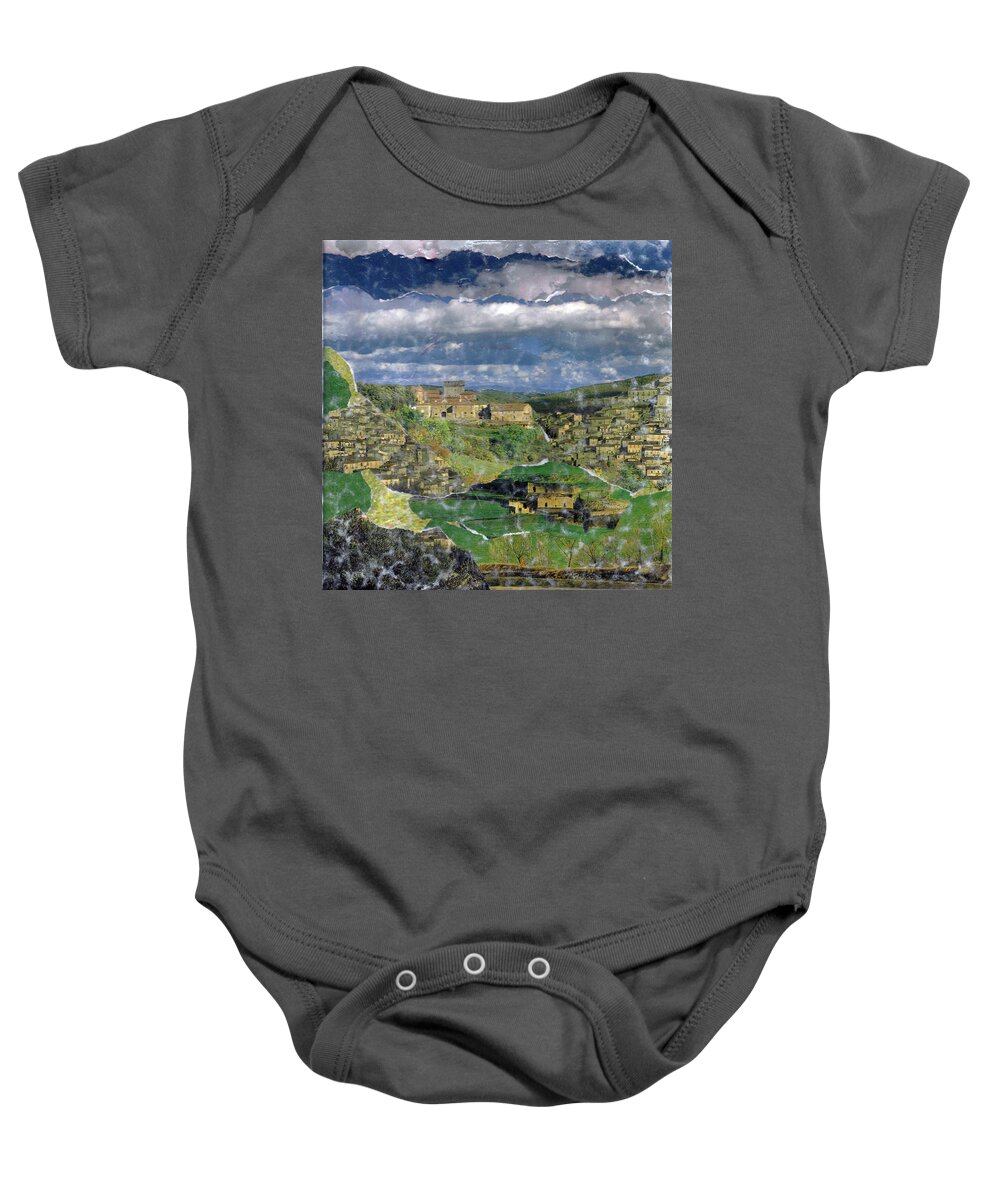 Collage Baby Onesie featuring the mixed media Italy 8x8 5 by John Vincent Palozzi