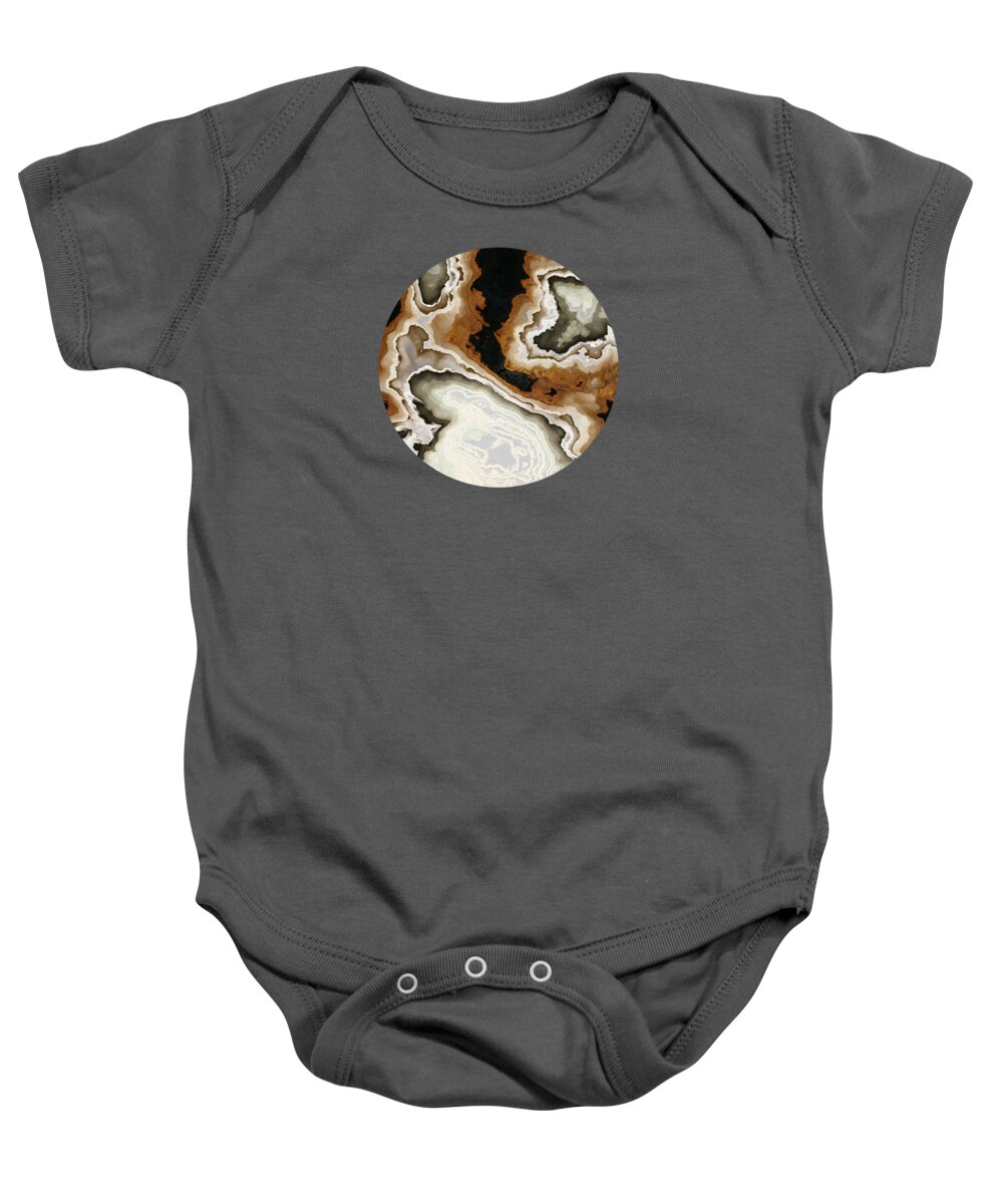 Ivory Baby Onesie featuring the digital art Ivory Agate Abstract by Spacefrog Designs