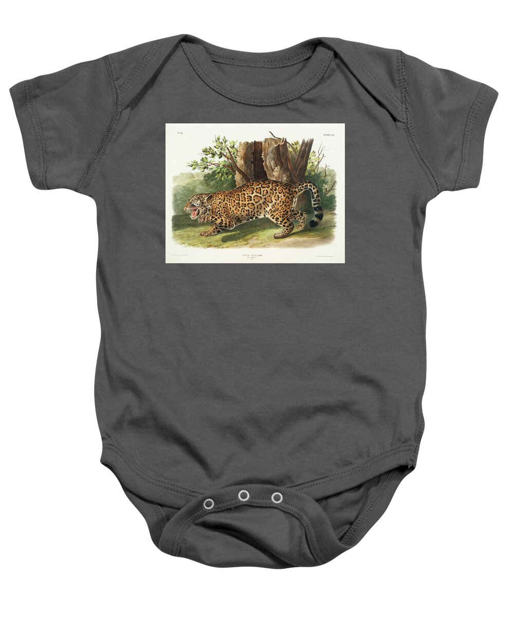 America Baby Onesie featuring the mixed media Jaguar. John Woodhouse Audubon Illustration by World Art Collective