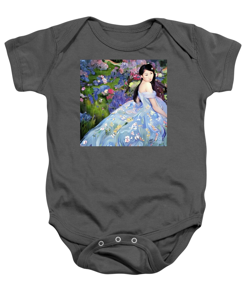 Japanese Baby Onesie featuring the digital art Japanese Garden Beauty by Stacey Mayer