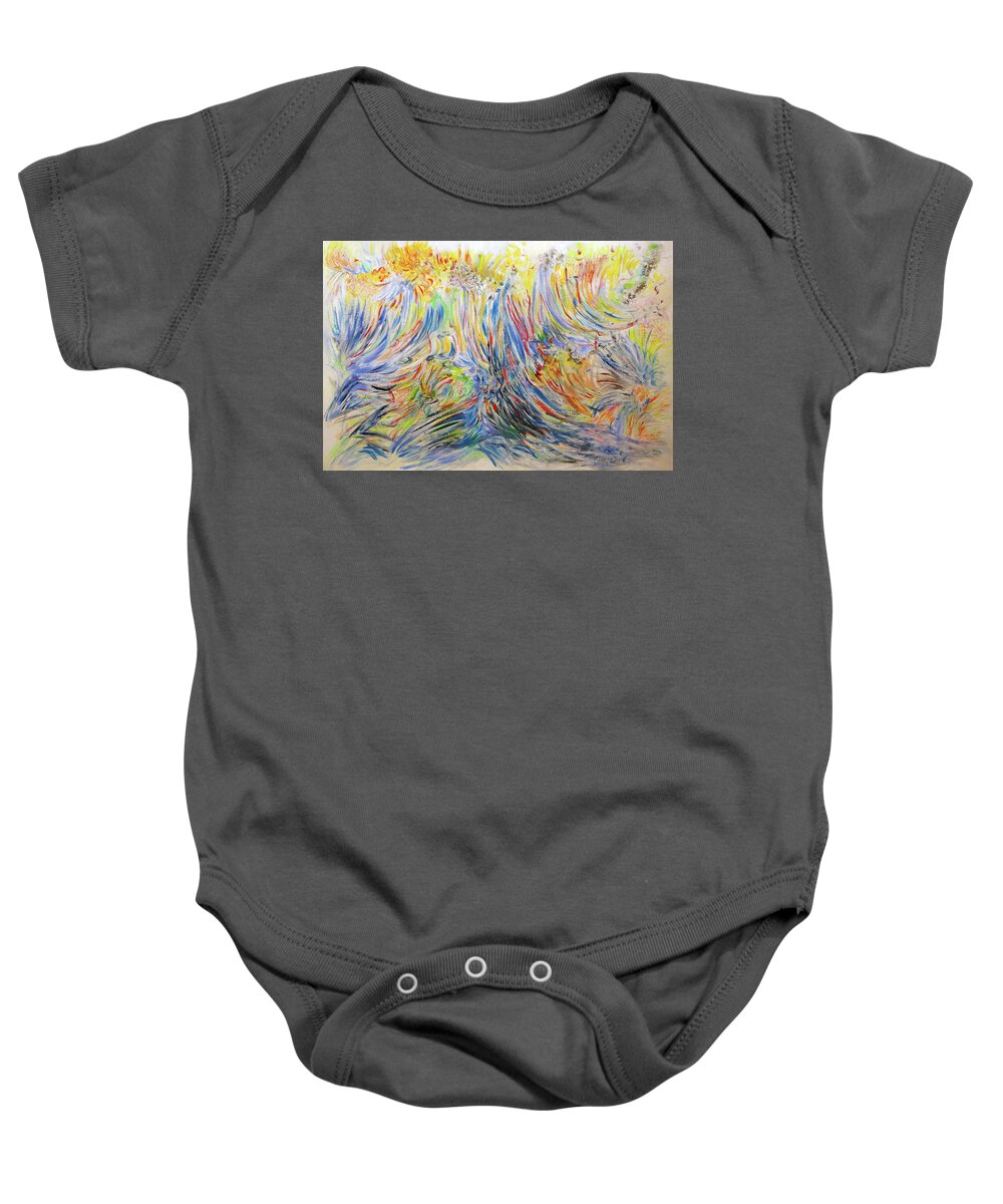 Acrylic Structure Paints Baby Onesie featuring the mixed media Jazz and Survival by Rosanne Licciardi