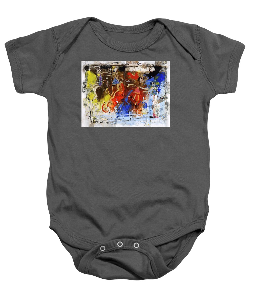 Jazz Baby Onesie featuring the painting Jazz by Cherie Salerno