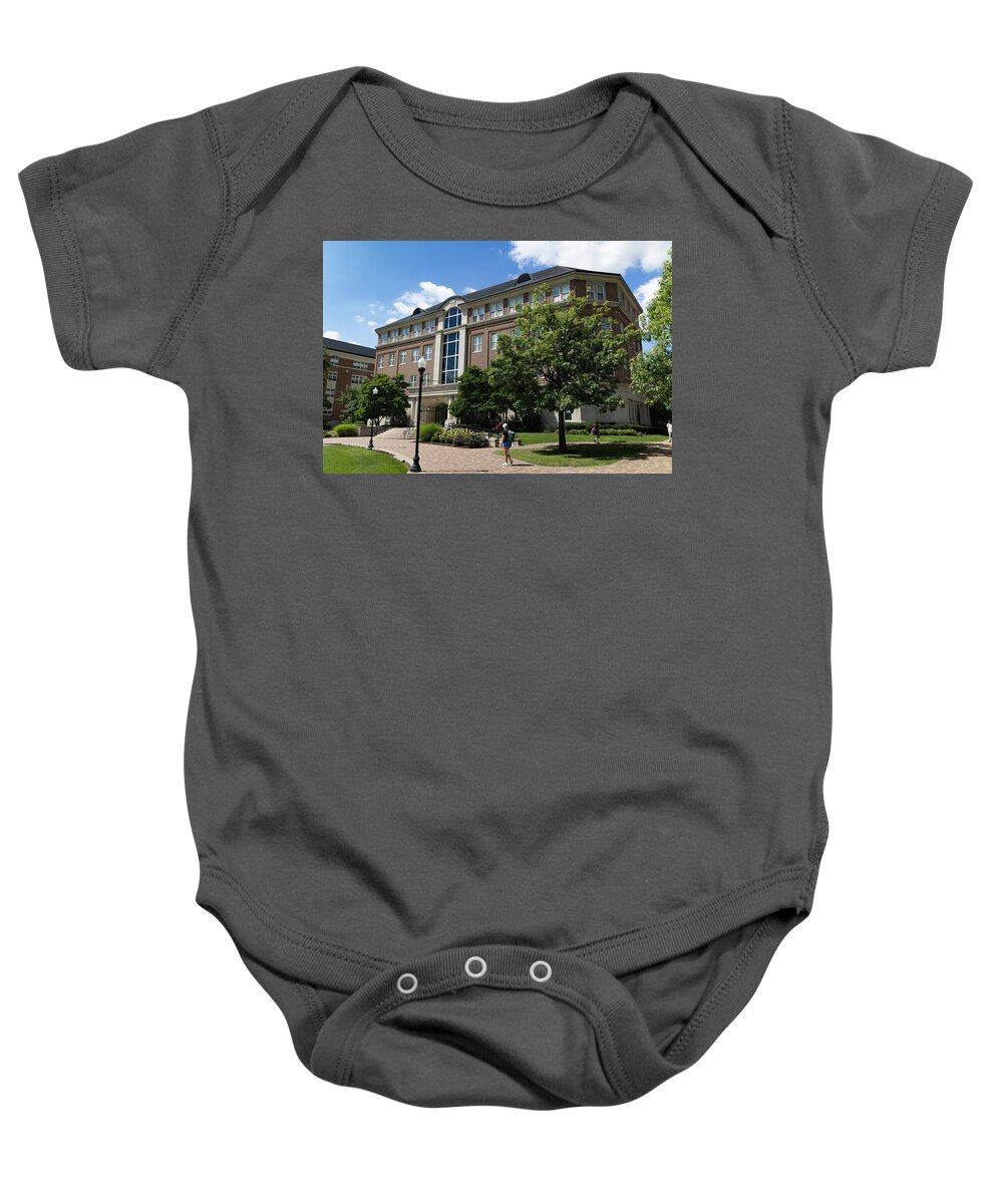 Private College Baby Onesie featuring the photograph Jesse Phiilips Humanities Center at the University of Dayton by Eldon McGraw