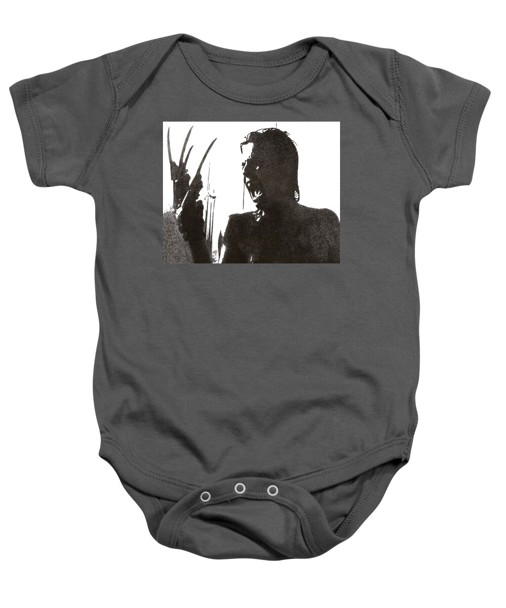 Horror Baby Onesie featuring the drawing Jesse Walsh by Mark Baranowski