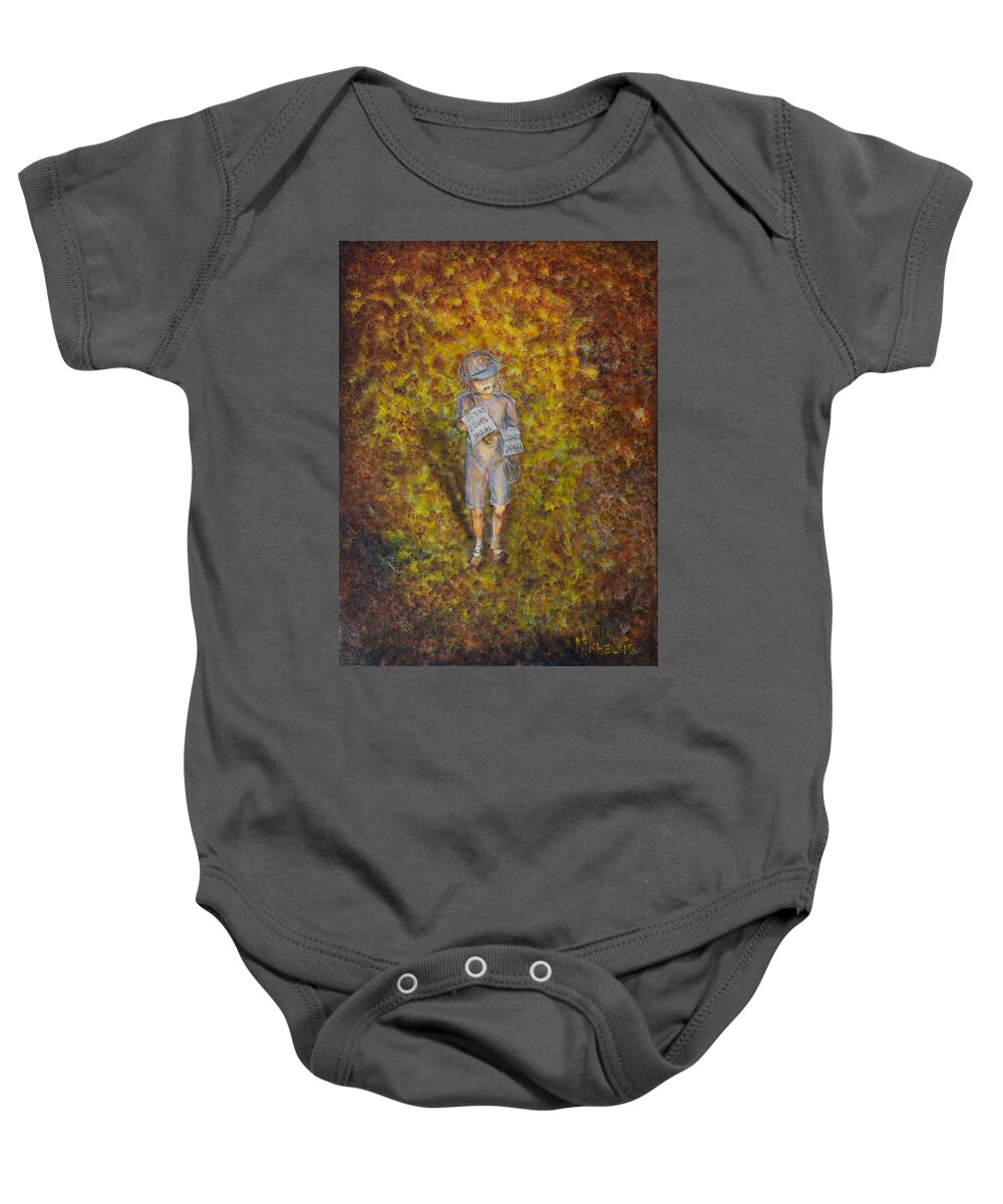 Child Baby Onesie featuring the painting Jesus Loves You 01 by Nik Helbig