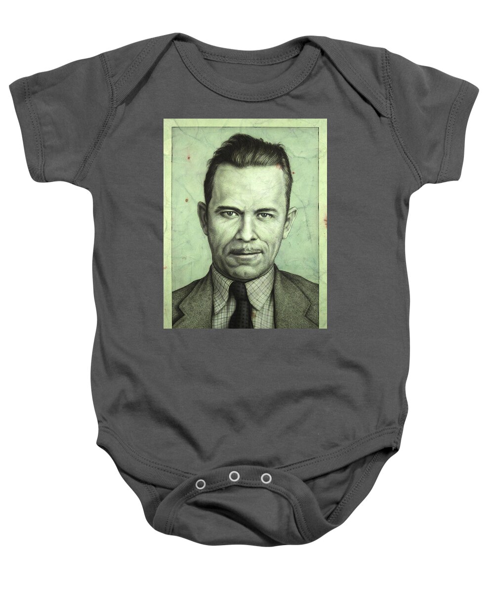 John Dillinger Baby Onesie featuring the painting John Dillinger by James W Johnson