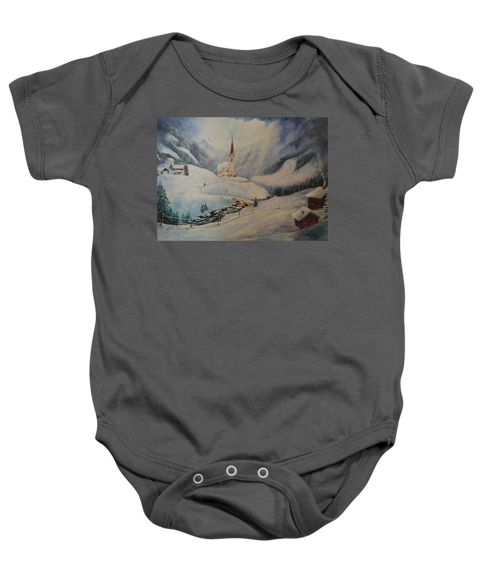 Inspirational Baby Onesie featuring the painting Journey Toward the Cross by ML McCormick
