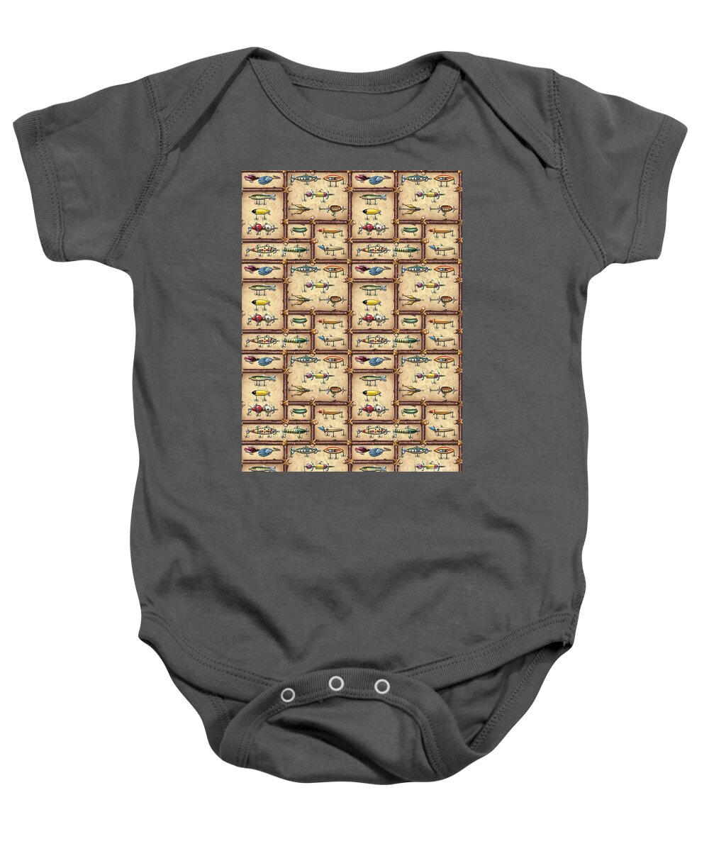 Jq Licensing Baby Onesie featuring the painting JQ Lures Fabric by Jon Q Wright