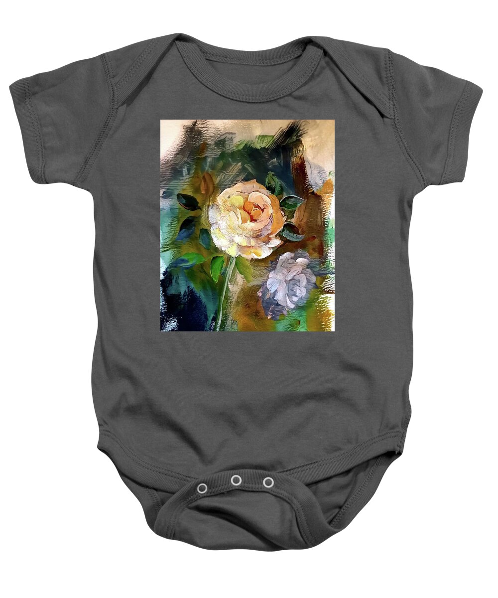 Rose Baby Onesie featuring the painting Just A Quick Easter Rose by Lisa Kaiser