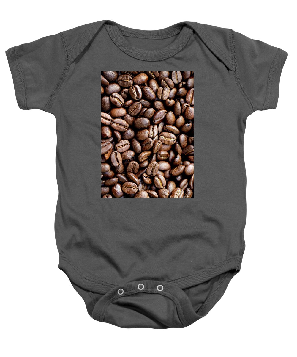 Coffee Baby Onesie featuring the photograph Just Coffee Beans by Vivian Krug Cotton