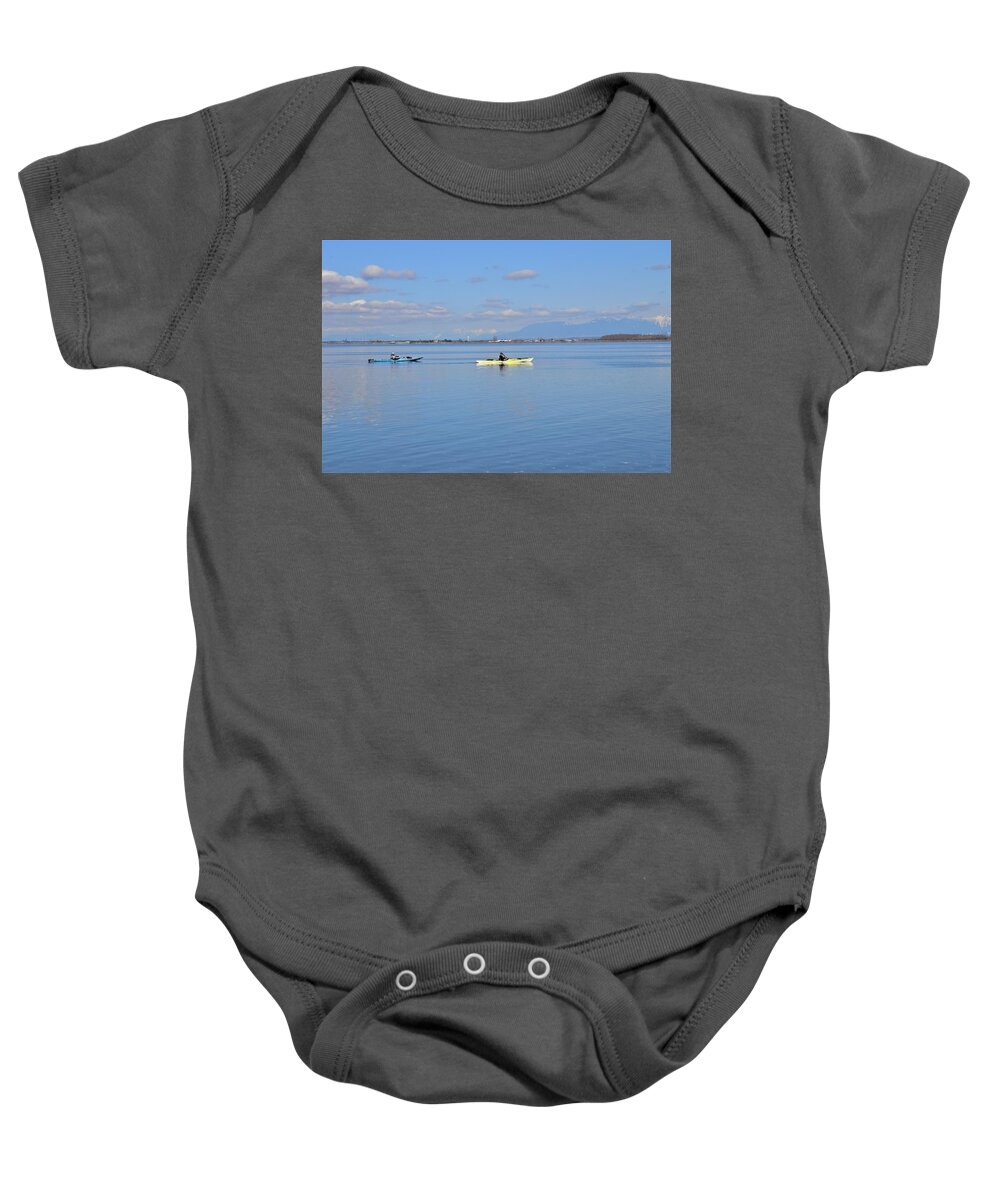 Ocean Baby Onesie featuring the photograph Kayaking in the Pacific Ocean by James Cousineau