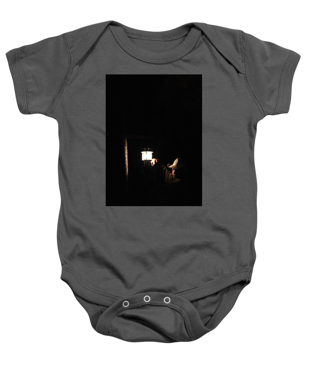 Night Photography Baby Onesie featuring the photograph Keep the Lights Burning by Alden Ballard