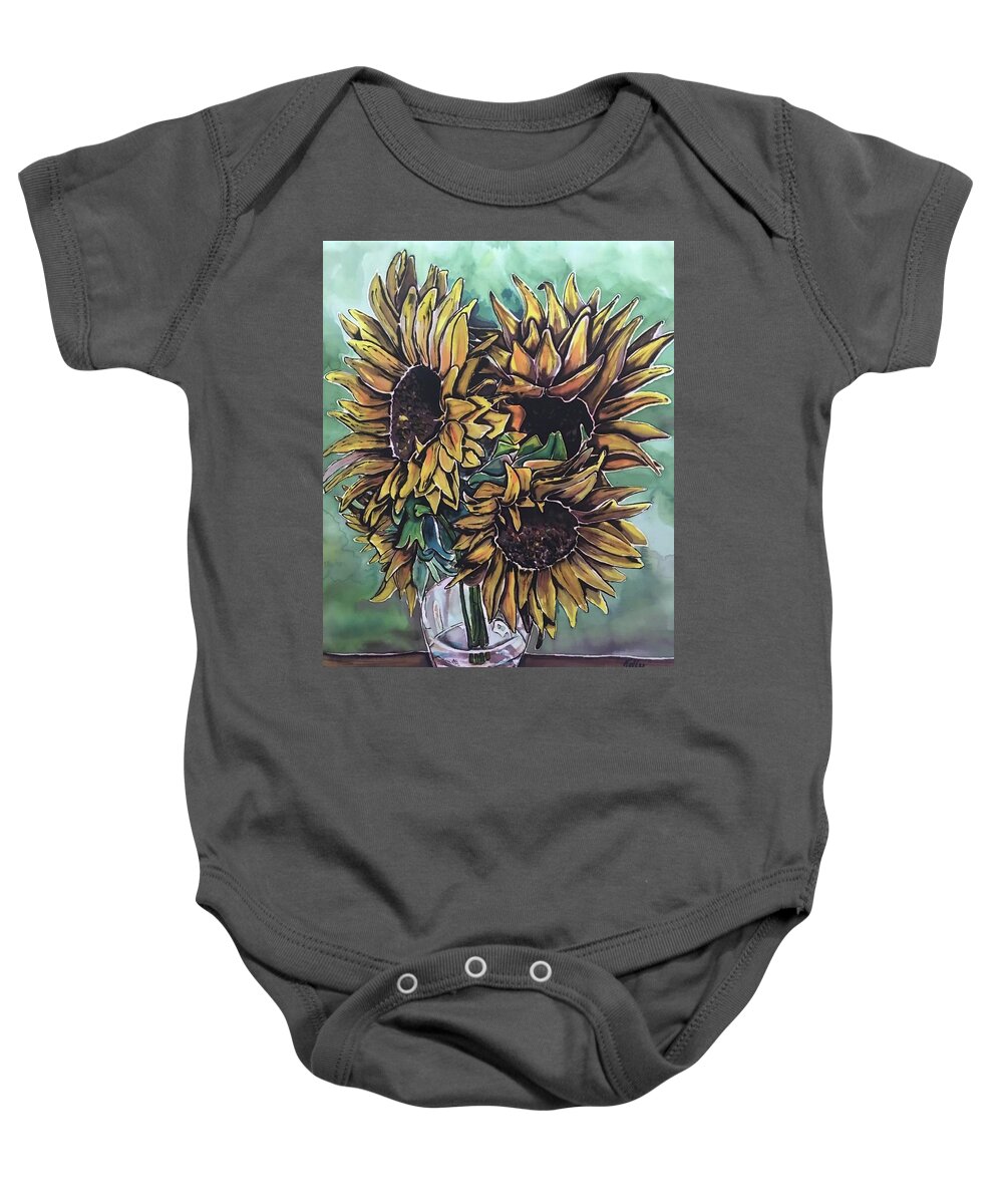 Sunflowers Baby Onesie featuring the painting Kelly Van Gogh by Kelly Smith