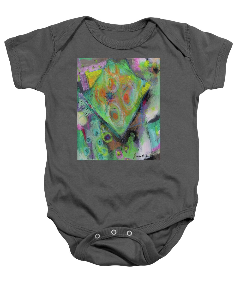 Kites Baby Onesie featuring the painting Kites by Janet Yu