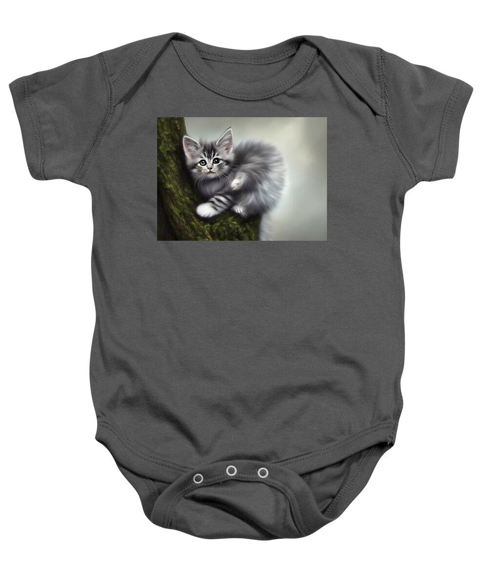 Digital Baby Onesie featuring the digital art Kitty 3 by Beverly Read