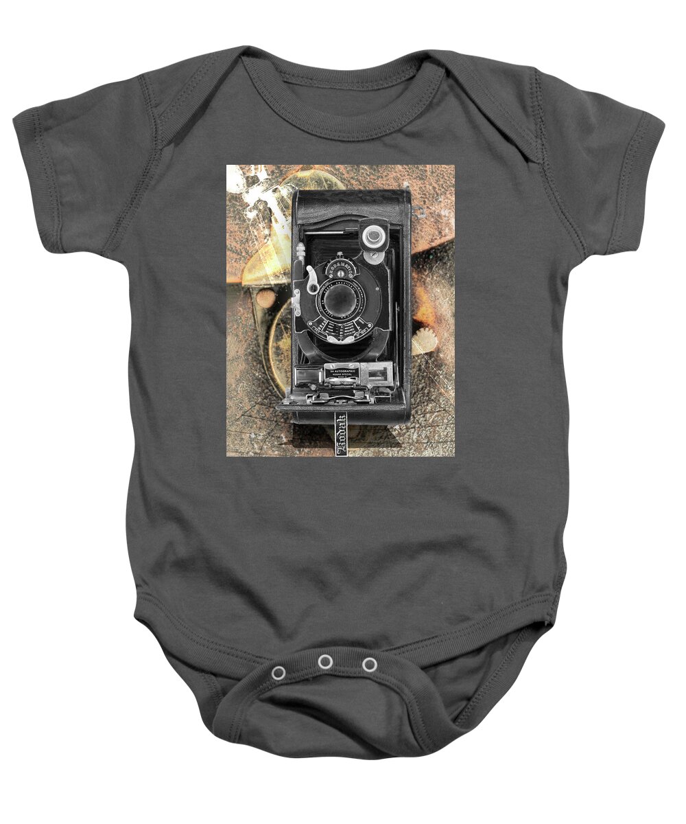 Argus Baby Onesie featuring the digital art Kodak 3a Autographic Special Model B by Anthony Ellis