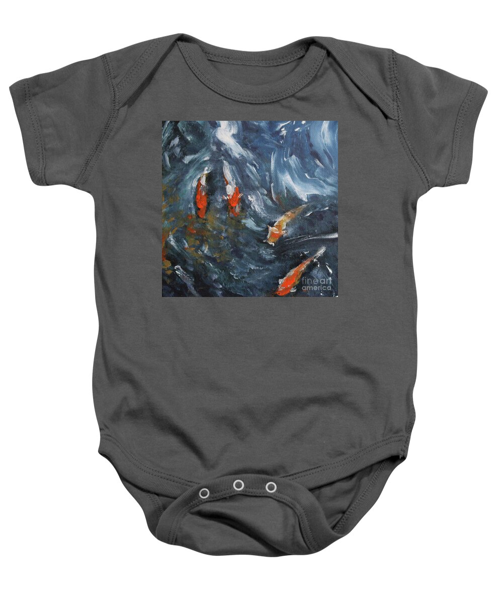Koi Baby Onesie featuring the painting Koi Fish by Jane See